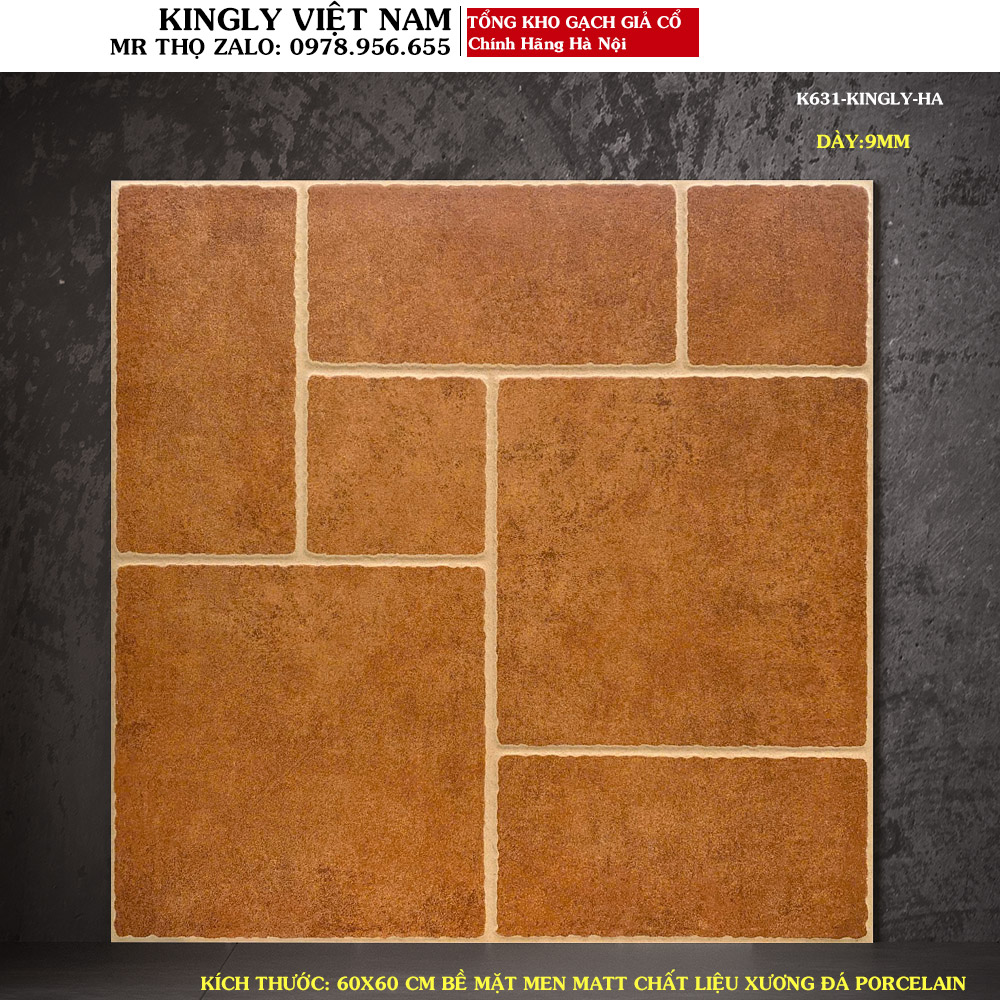 Gạch giả cổ lát nền 60x60 Trung Quốc k631